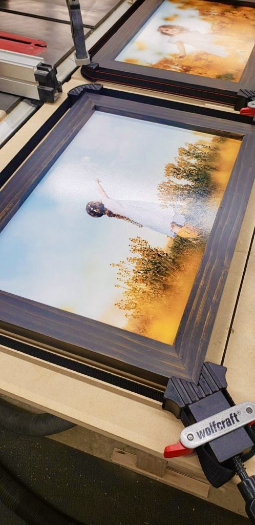 framed photography in a vise
